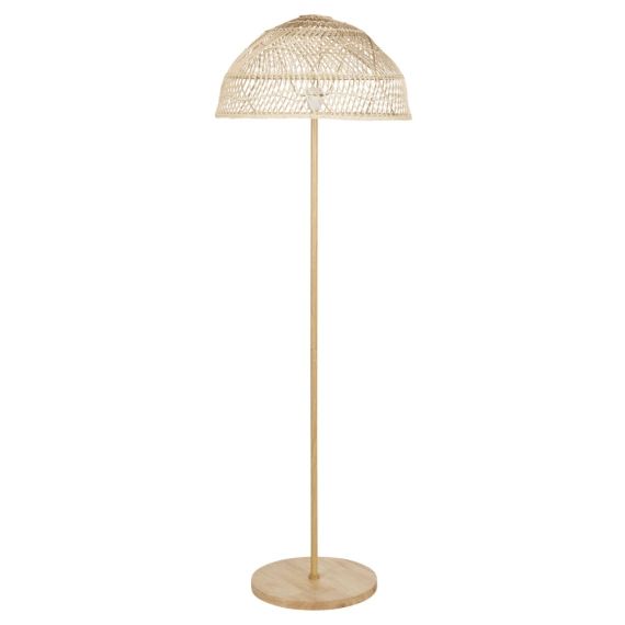 Lampadaire en métal et abat-jour en rotin tressé main H155