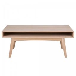 Table basse rectangulaire en bois 130x70cm avec niche naturel