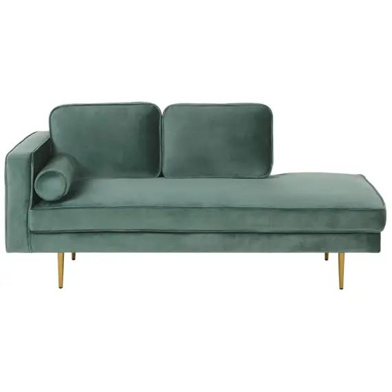 Chaise longue en velours vert menthe côté gauche