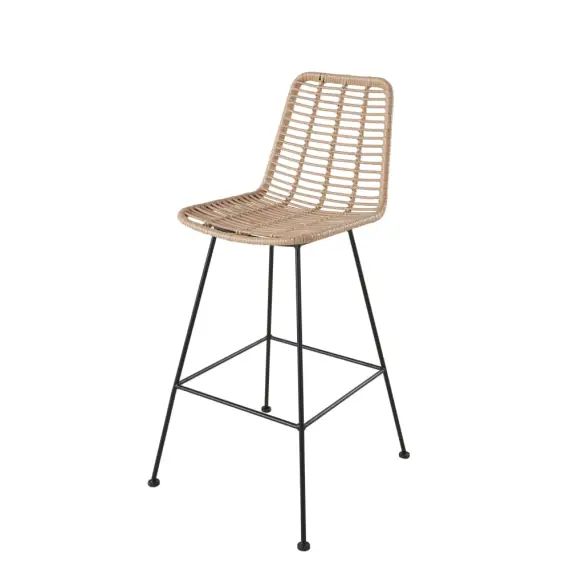 Chaise haute de jardin professionnelle en résine recyclée et métal noir