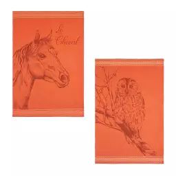 Lot de 2 torchons en jacquard de coton orange foncé 50×75