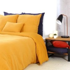 Parure de lit en coton jaune 240×260