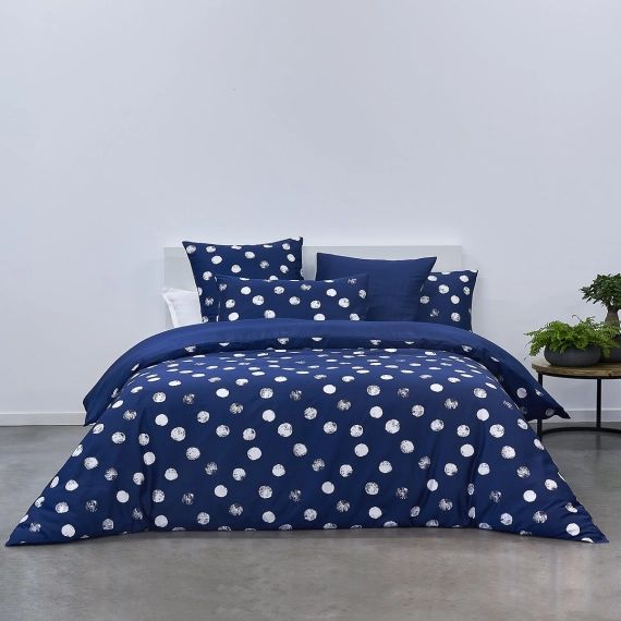 Parure de lit satin 240×220 + 2x65x65 cm bleu foncé