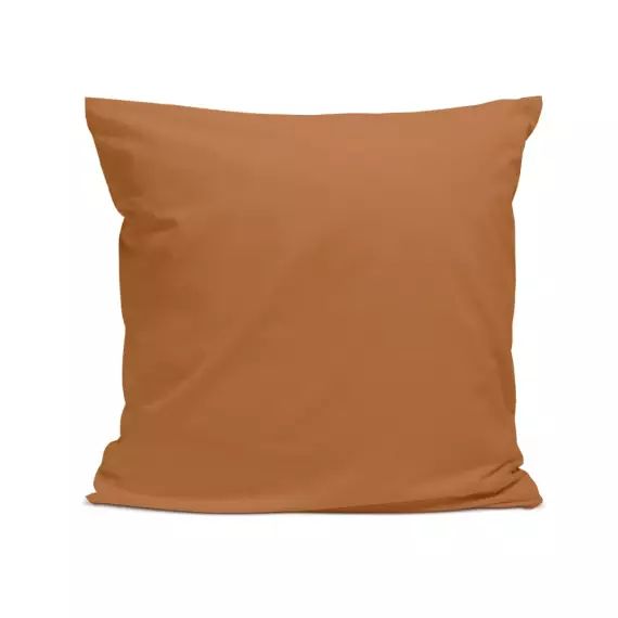 Taie d’oreiller unie en percale de coton terracotta 65x65cm