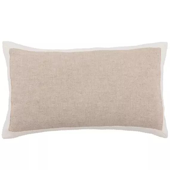 Housse de coussin blanc et beige avec galon 50×30