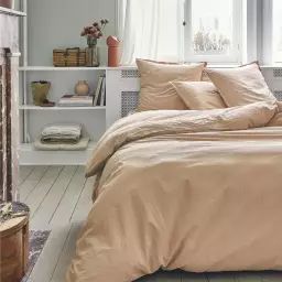 Parure de lit en coton sable 200×200 Made in France