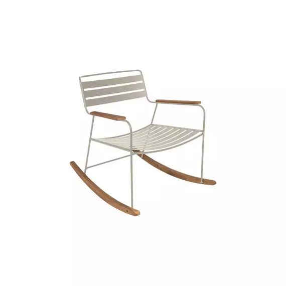 Rocking chair Surprising en Métal, Teck – Couleur Beige – 69 x 89 x 76 cm – Designer Harald Guggenbichler