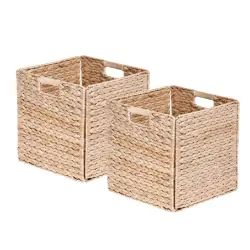 Lot de 2 paniers de rangement pliables en jonc de mer 31x31x31cm