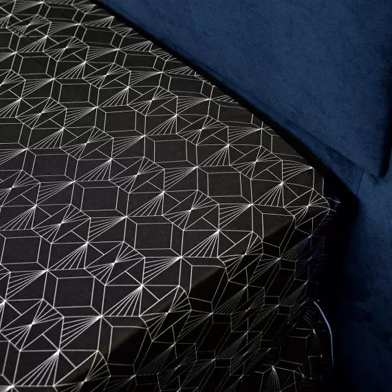 Drap housse satin 160×200 cm noir