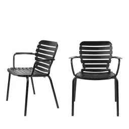 Vondel – Lot de 2 fauteuils de jardin en métal – Couleur – Noir