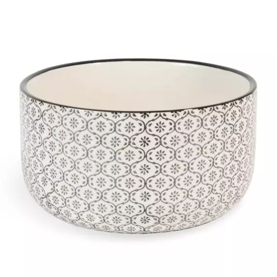 Saladier en faïence micromotif noir/blanc CHIANG MAI