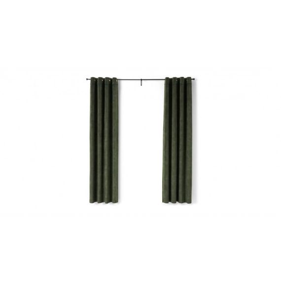 Castele, paire de rideaux à œillets 135 x 260 cm, velours vert foncé