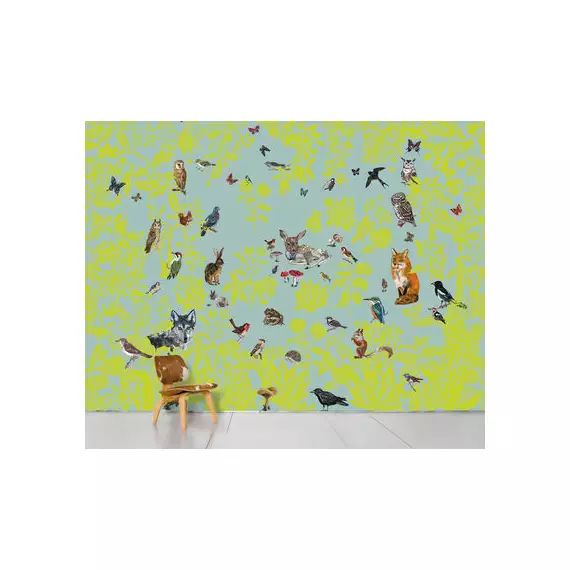 Papier peint panoramique Papier peint panoramique en Papier, Papier intissé – Couleur Vert – 15 x 46.5 x 300 cm – Designer Nathalie Lété