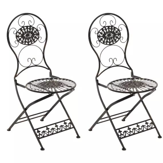 Lot de 2 chaises de jardin pliables en métal Bronze