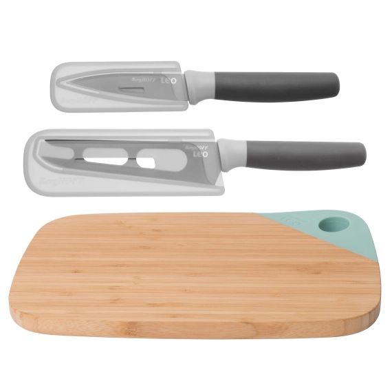 Set de 2 couteaux avec planche à découper en bambou