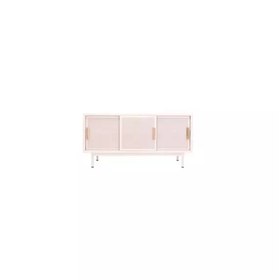 Buffet B perforé en Métal, Chêne – Couleur Rose – 150 x 43 x 75 cm