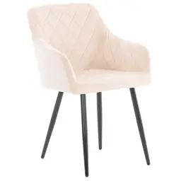 Chaise de salle à manger avec accoudoirs en velours Beige