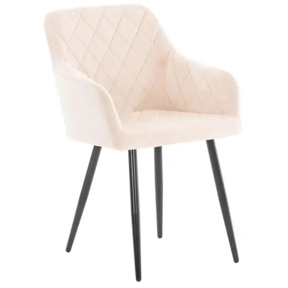 Chaise de salle à manger avec accoudoirs en velours Beige
