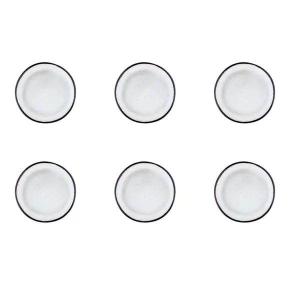 Lot de 6 petites assiettes en grès blanc D16