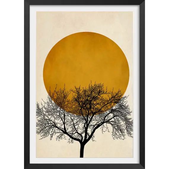 Affiche dessin arbre et sérénité » avec cadre noir 60x90cm »