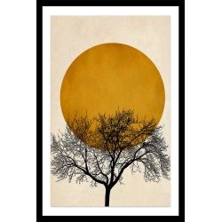 Affiche dessin arbre et sérénité » avec cadre noir 60x90cm »