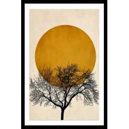 Affiche dessin arbre et sérénité » avec cadre noir 60x90cm »