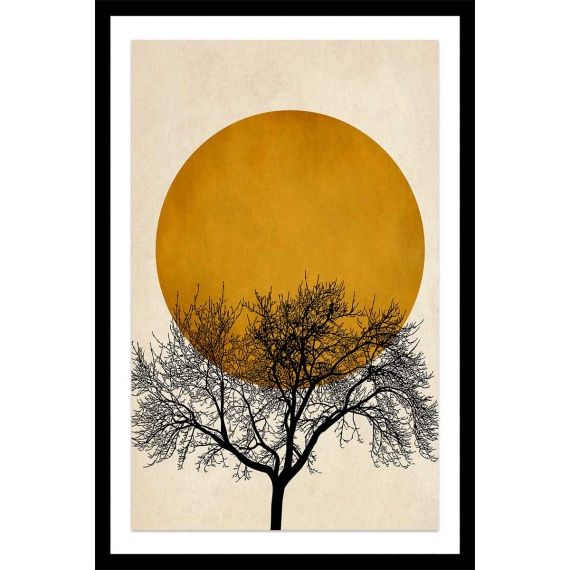 Affiche dessin arbre et sérénité » avec cadre noir 60x90cm »