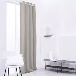 Rideau isolant à oeillets uni en Polyester Beige 140×240 cm