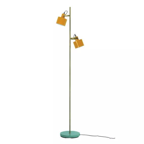Ocean – Lampadaire en métal curry laiton turquoise, h 160 cm d 11 cm