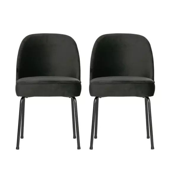 Vogue – Lot de 2 chaises design en velours – Couleur – Noir