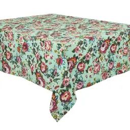 Nappe grand format en coton imprimé fleuri Lagon 140×235