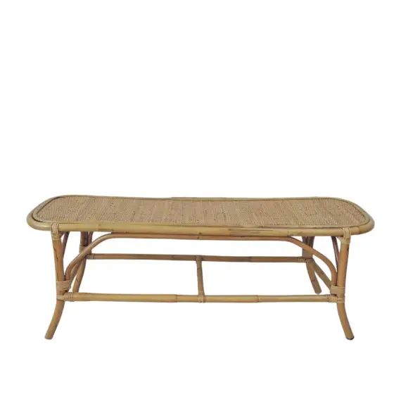 Banc bout de lit en rotin naturel bois clair