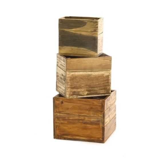 Caisse de rangement gigogne bois recyclé  (lot de 3)