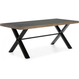 Table à manger treteau couleur noir et bois clair l200cm