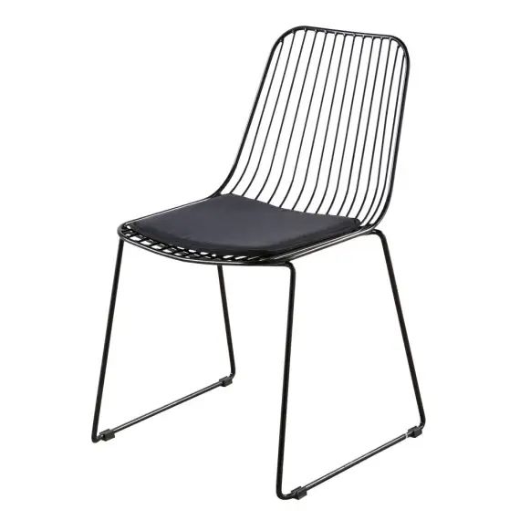 Chaise en métal et coton noirs Huppy