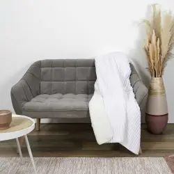 Plaid flanelle côtelé 180x220cm ecru
