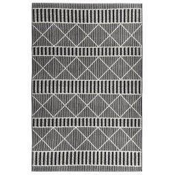 Tapis outdoor/ indoor – motif géométrique – tissé noir 80×165 cm