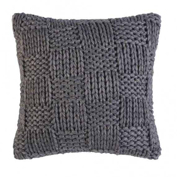 Coussin tricoté à carreaux gris 45×45