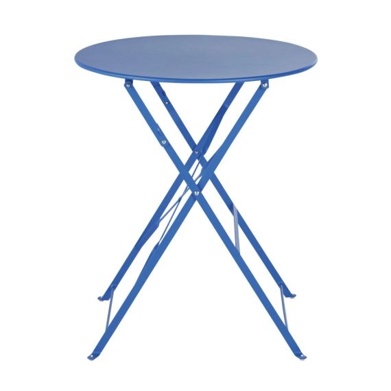Table de jardin ronde pliable en acier bleu 2 personnes D60