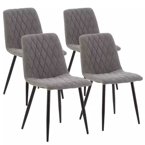Pack 4 chaises recouvertes de tissu gris