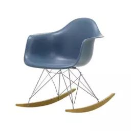 Rocking chair Eames Plastic Armchair en Plastique, Érable massif – Couleur Bleu – 63 x 82.77 x 76 cm – Designer Charles & Ray Eames