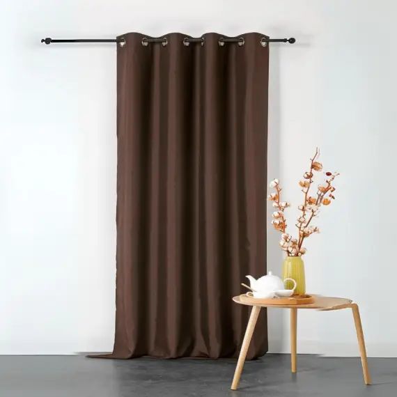 Rideau double natte non feu m1 polyester marron 240 x 135