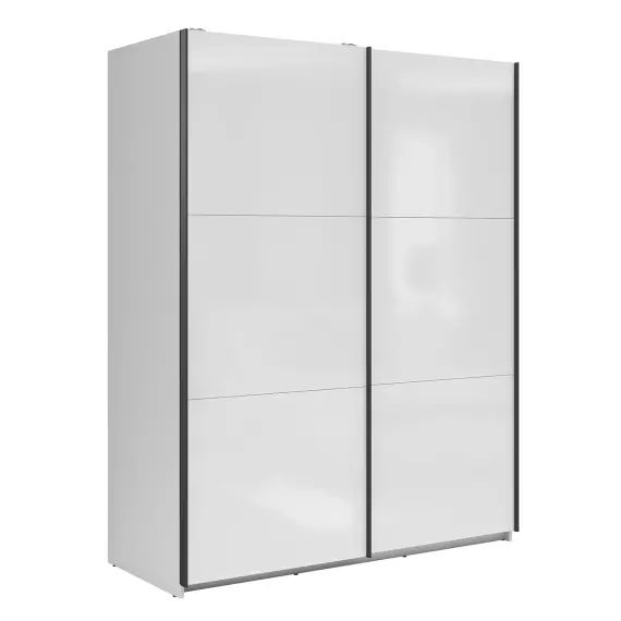 Armoire 2 portes L153 x H195 cm panneaux agglomérés blanc