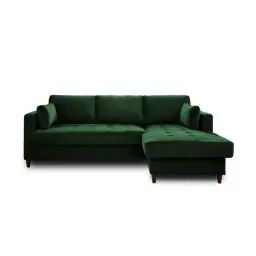 Canapé d’angle droit convertible 4 places Velours Vert
