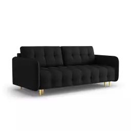 Canapé 3 places en tissu structuré noir