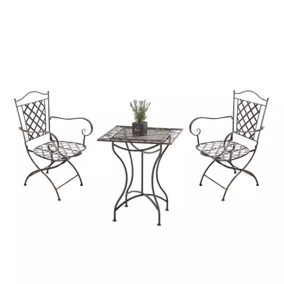 Ensemble table et chaises de jardin en métal Bronze