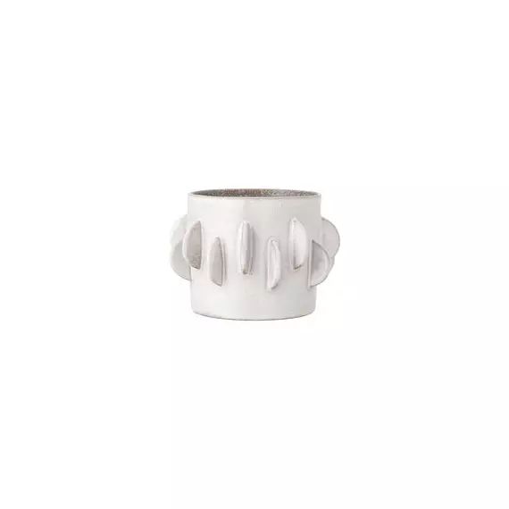 Pot de fleurs Pot de fleurs en Céramique, Grès émaillé – Couleur Blanc – 18 x 18 x 13 cm