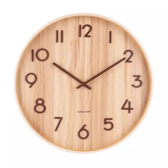 Horloge murale ronde en bois D40cm bois clair
