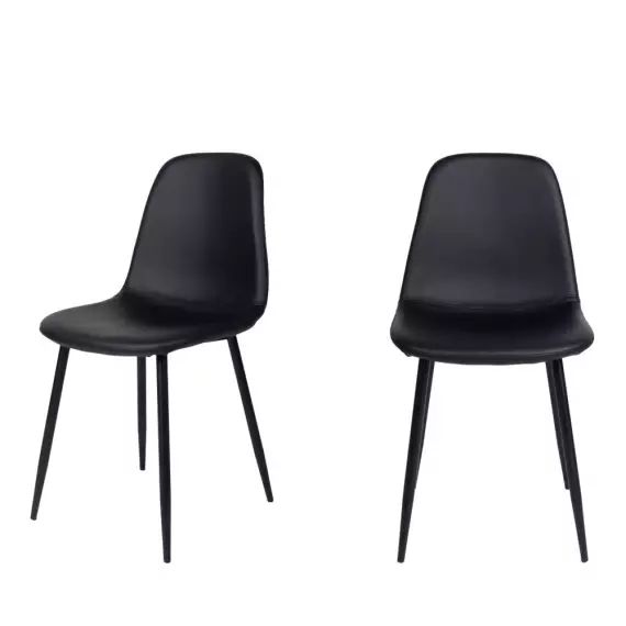 Stockholm – Lot de 2 chaises en simili et métal – Couleur – Noir