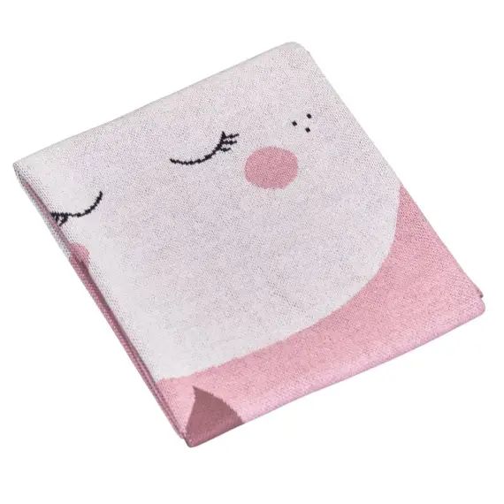 Couverture maille 100x80cm en coton rose